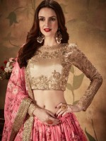 Pink And Beige Organza Lehenga Choli